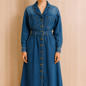 HQ Button-Down Denim Midi