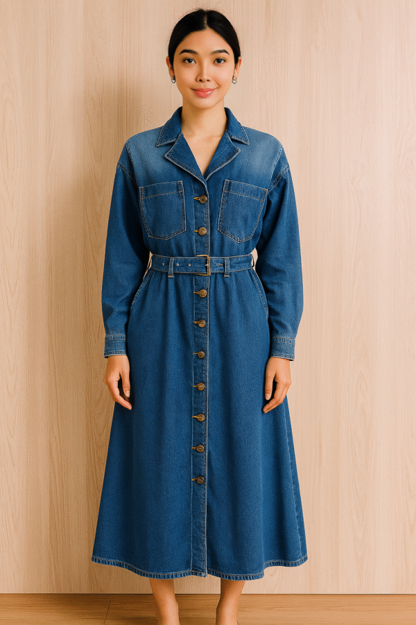 HQ Button-Down Denim Midi