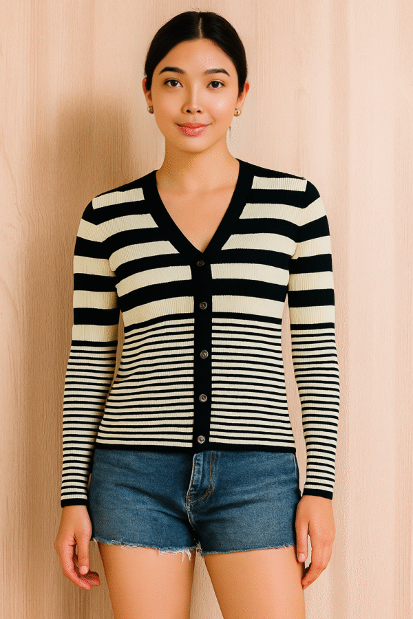 HQ Ribbed V‑Neck Cardigan