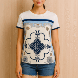 Scarf-Print Jersey Tee