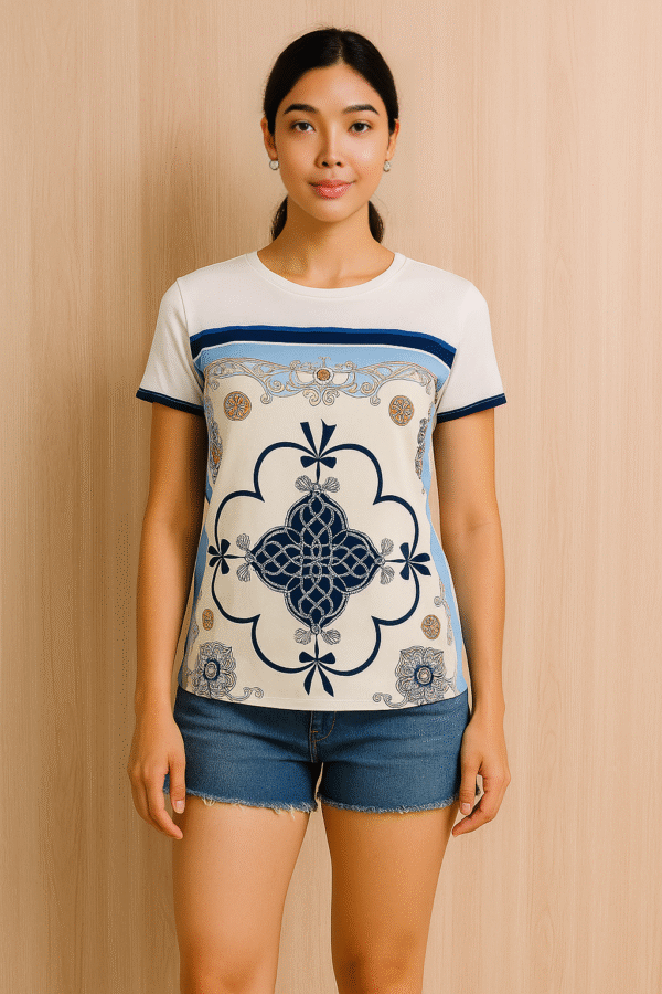 Scarf-Print Jersey Tee