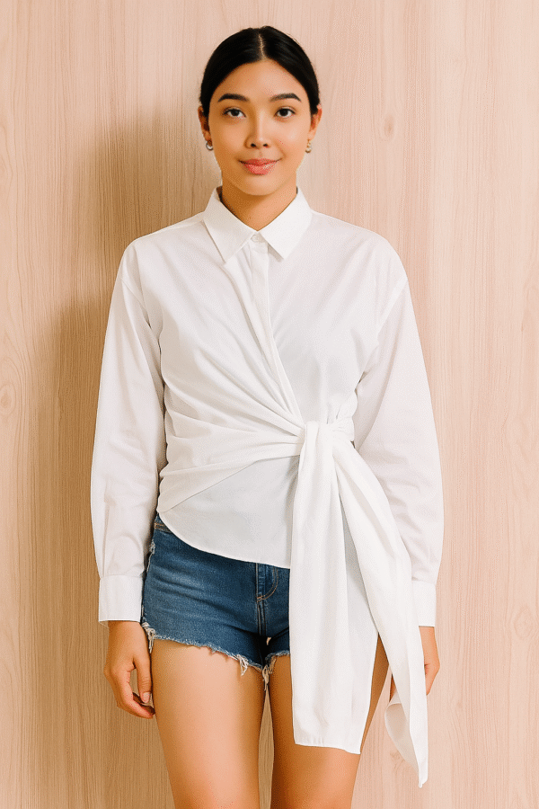 Zara Side‑Tie Wrap Shirt