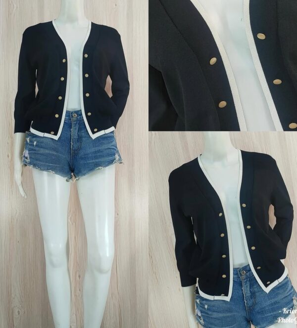 Contrast-Trim Knit Cardigan - Image 2
