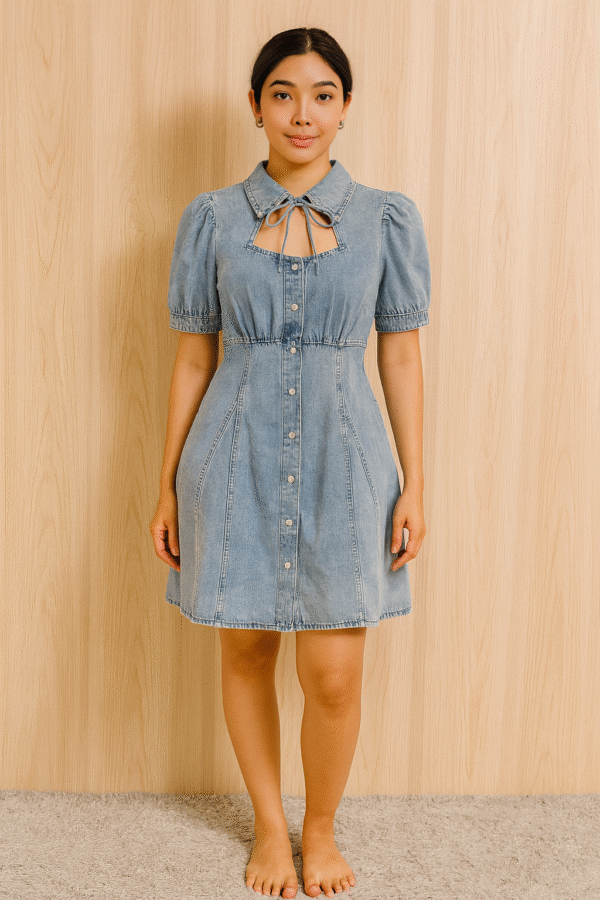 HQ Button‑Front Denim Dress