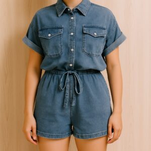 Waist-Defined Knit Romper