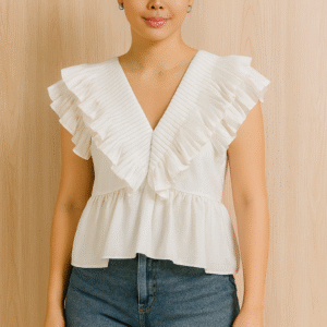 Zara Ruffle V-Neck Peplum Top