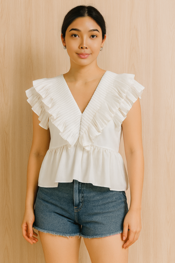 Zara Ruffle V-Neck Peplum Top