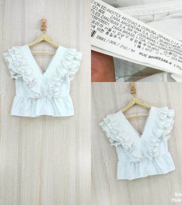 Zara Ruffle V-Neck Peplum Top - Image 2