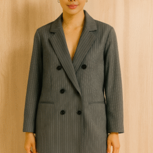 Pinstripe Double-Breasted Blazer