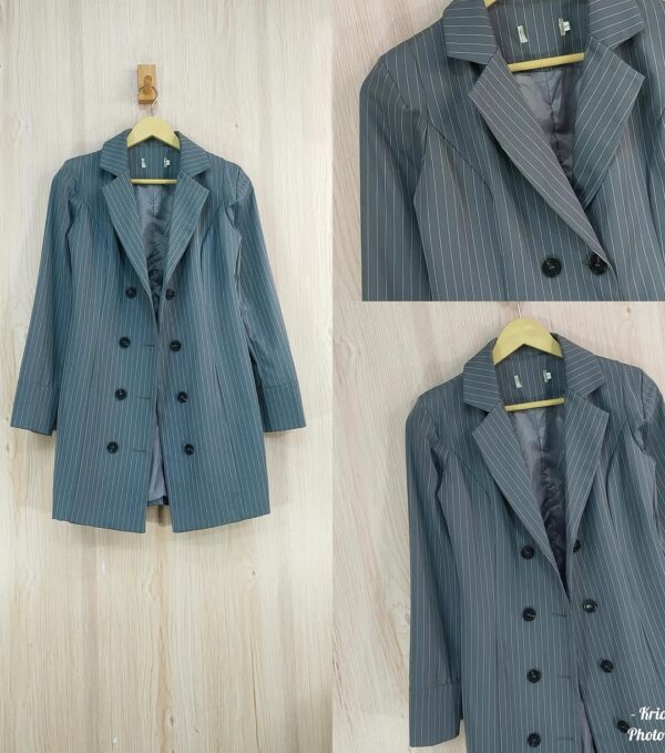 Pinstripe Double-Breasted Blazer - Image 2