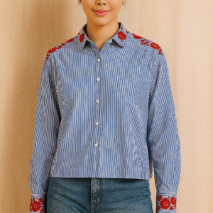 Zara Embroidered Stripe Shirt