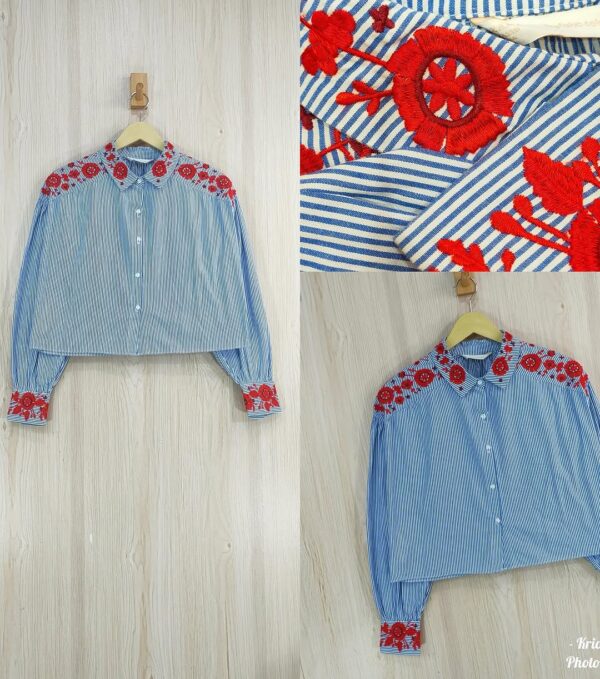 Zara Embroidered Stripe Shirt - Image 2