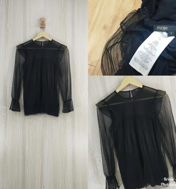 Maje Cropped Denim Jacket - Image 2